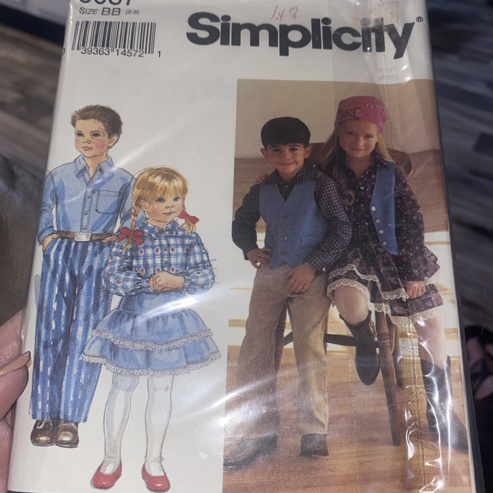 Vintage Western Simplicity Kids Sewing Pattern 8637 Size 5-8 Cut Vest Pants